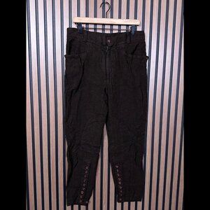 Dolce & Gabbana Trousers EU 50 Women Brown Ankle Button Cotton Marled Knit Pants